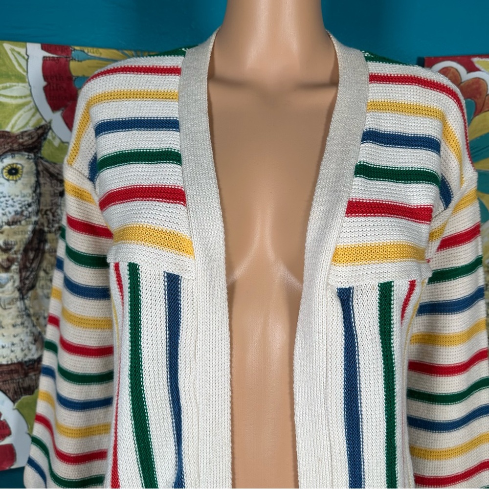 Vintage 70’s Tomboy of California Cardigan Sweater Rainbow Open Style - Picture 2 of 10